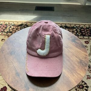 Simply Southern Pink Corduroy Cap with Knit J